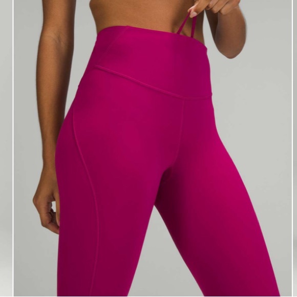 lululemon athletica Pants - Lululemon Base Pace High Rise Crop Tights Magenta Wild Berry Pink Leggings Sz 6